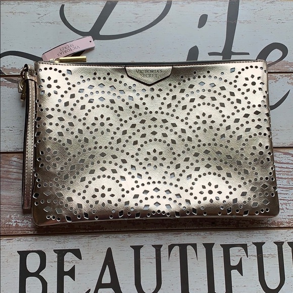 Victoria's Secret Handbags - VS Clutch/Makeup Bag Rose Gold